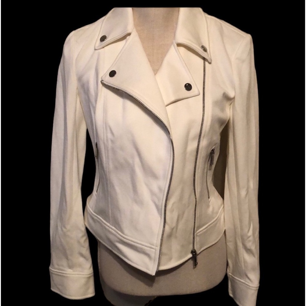 Dkny jacket, white, zipper front xs - Picture 2 of 10